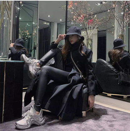 Dam Sneakers Sportiga PU-Läder för Komfort och Stil-3