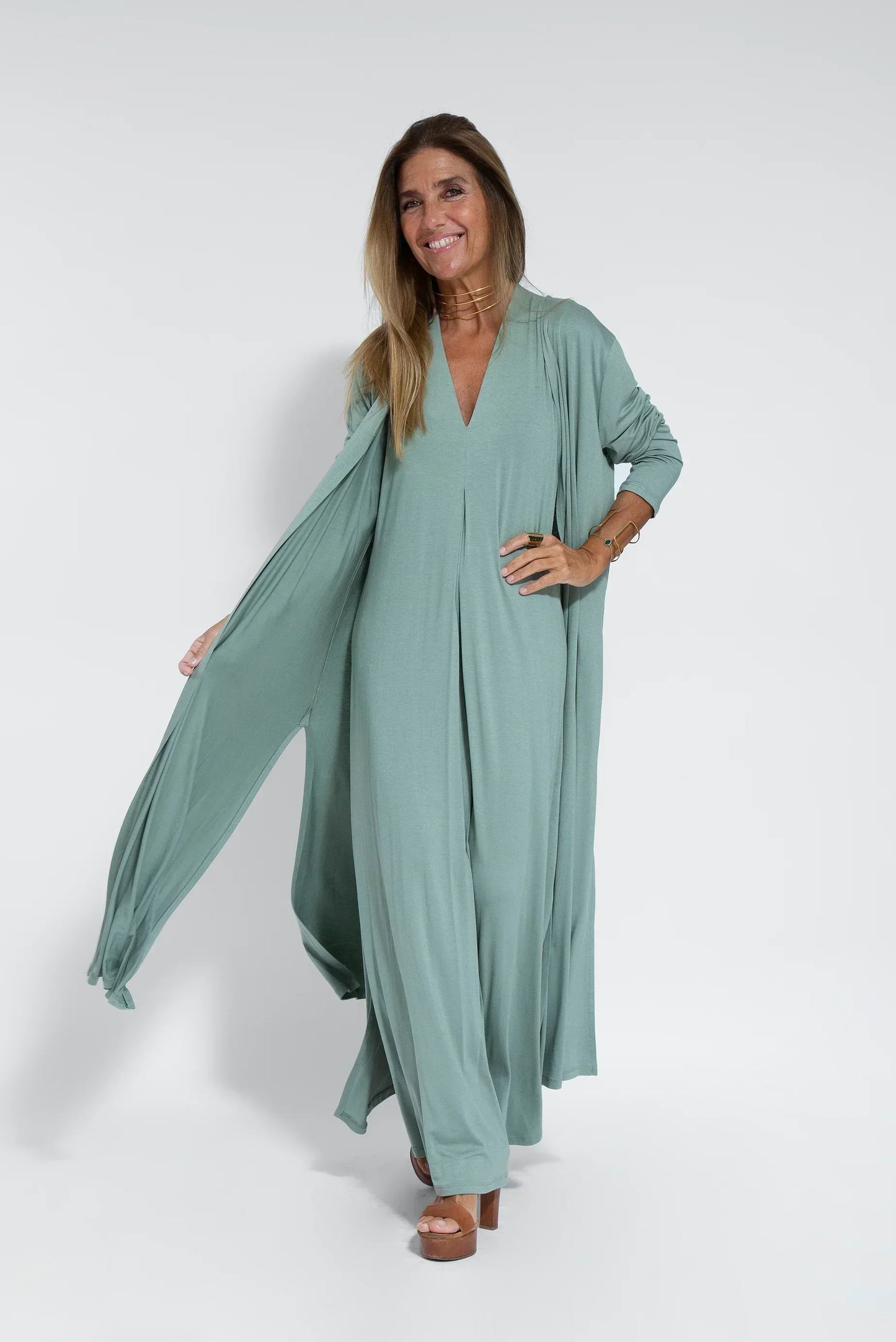 Variant image for Maxiklänning Dam med Avtagbar Väst i Mjuk Bomull-21