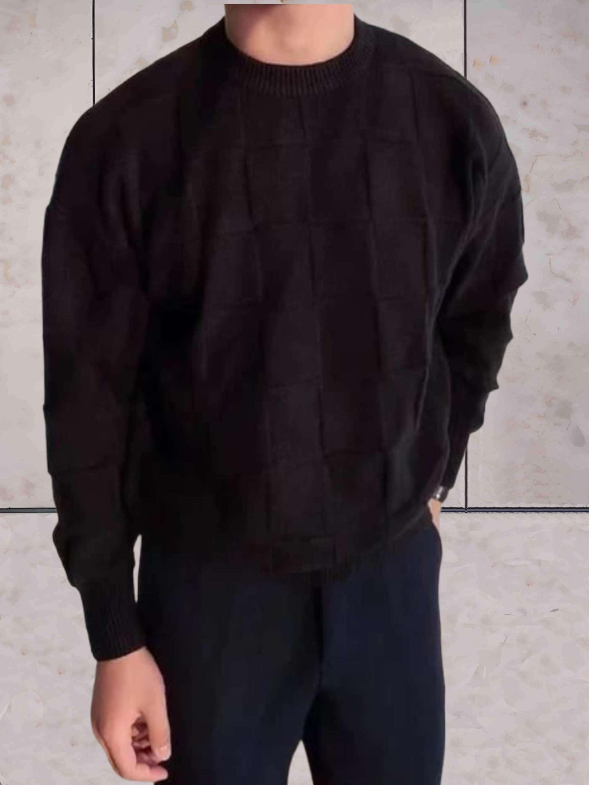 Variant image for Stickad Dam Tröja Monokrom med Karomönster i Mjuk Akryl-12