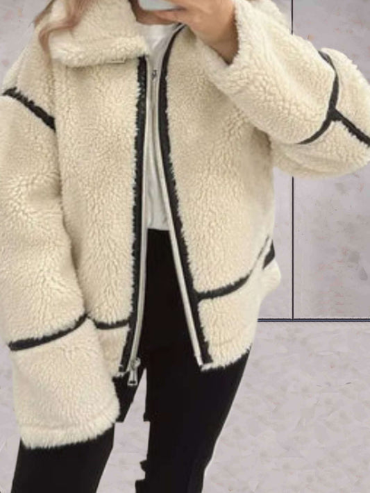 Fleecejacka Dam Överdimensionerad Med Dragkedja Mjuk Fleece-1