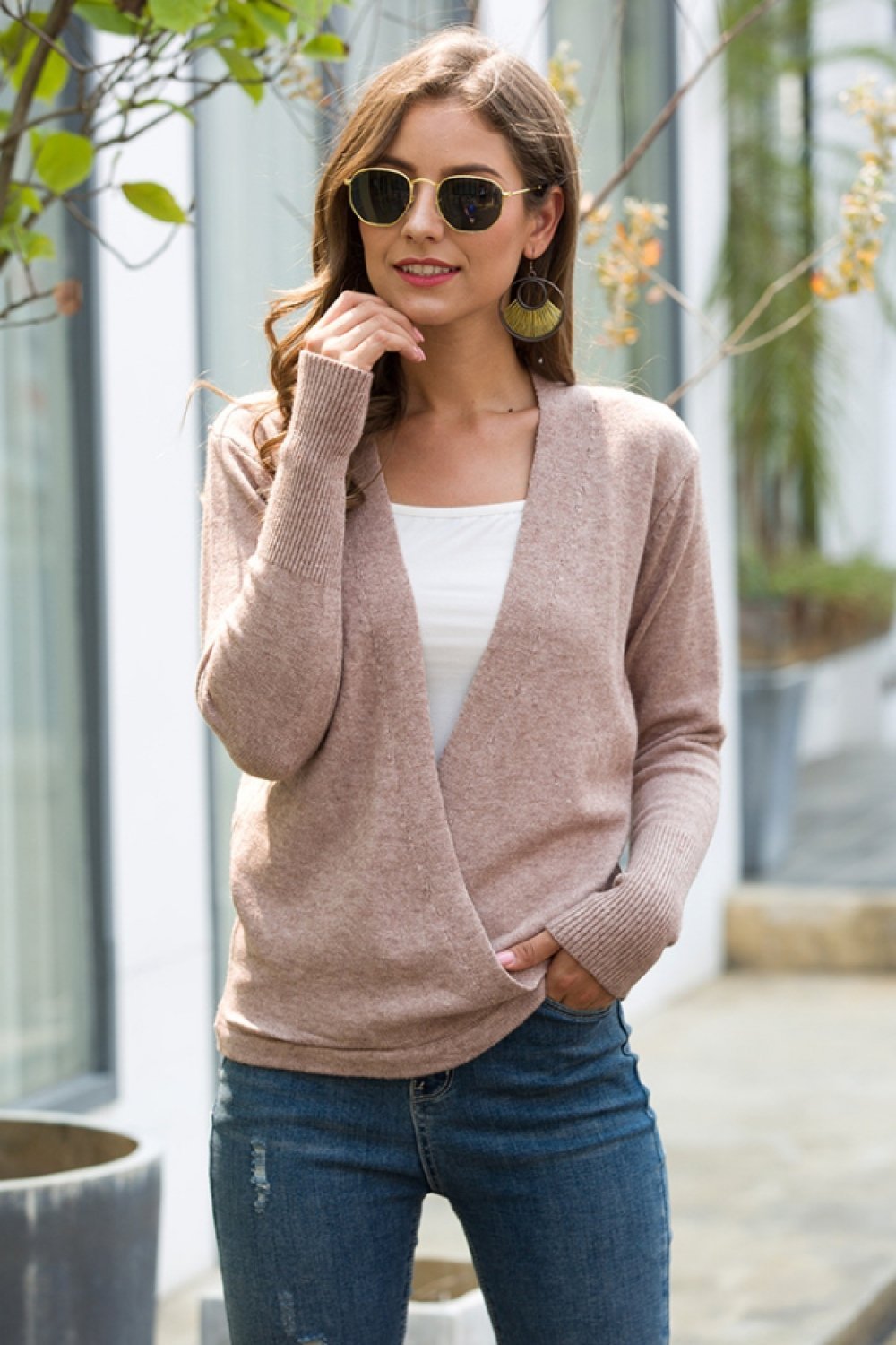 Dam Brösthalsring Över Tröja Nylon Polyester-3