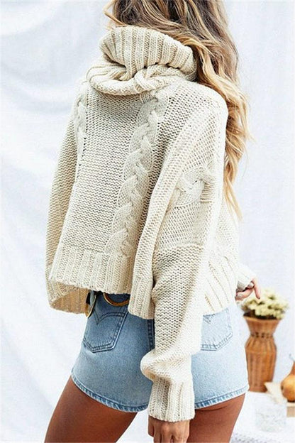 Stickad Dam Tröja Hög Krage Akryl Polyester-2