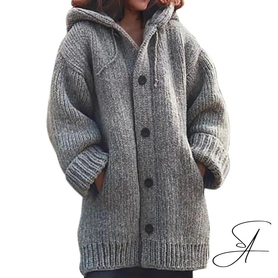 Variant image for Dam Höstkardigan Med Huva Stickad Akryl-17