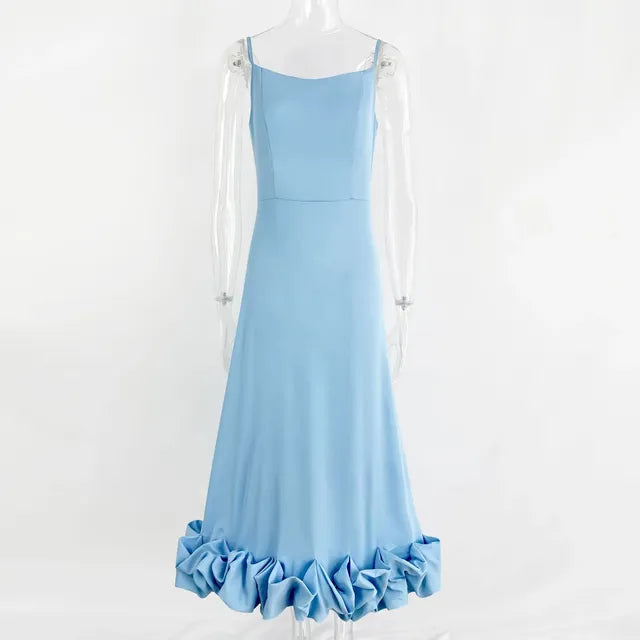 Variant image for Kvinnors A-linjeformad Aftonklänning Spaghettirem Polyester Rynkor-21