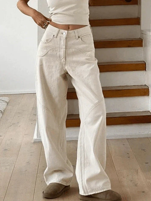 Herr Baggy Jeans Vintage Look Rak Passform i 100% Bomull-1