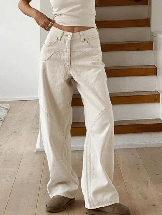 Herr Baggy Jeans Vintage Look Rak Passform i 100% Bomull-1