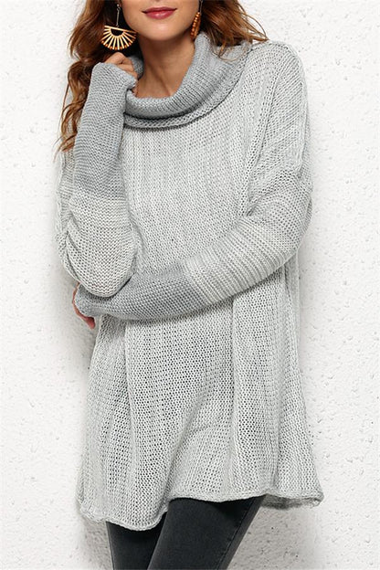 Dam Turtleneck Tröja Avslappnad Polyester Elastisk Passform-3