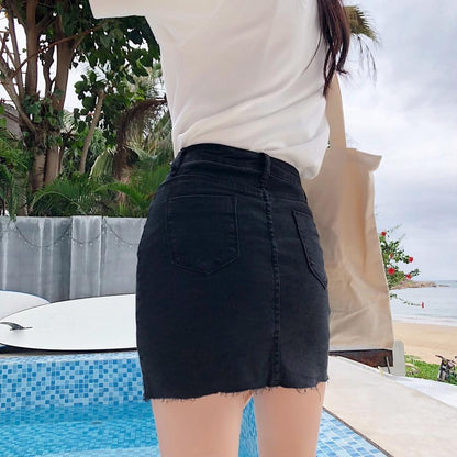 Kvinnors Minikjol i Denim med Sidofickor och Tight Passform 2