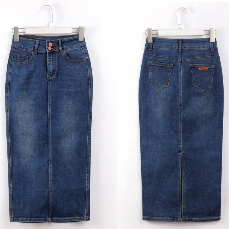 Dam Blyertskjol Denim med Fickor och Slits 3