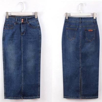 Dam Blyertskjol Denim med Fickor och Slits 3