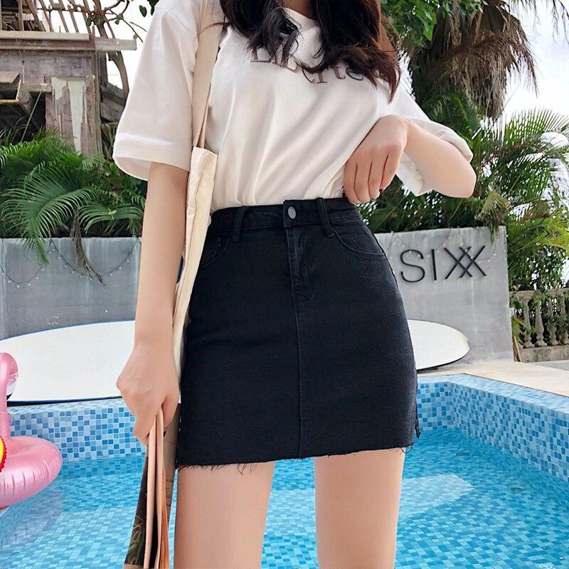 Kvinnors Minikjol i Denim med Sidofickor och Tight Passform 7