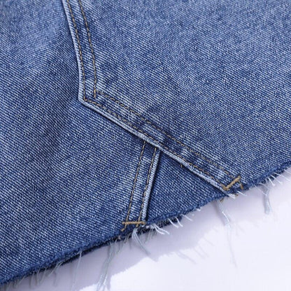 Dam Mini Jeanskjol Riven Denim Trendig Tight Passform 2