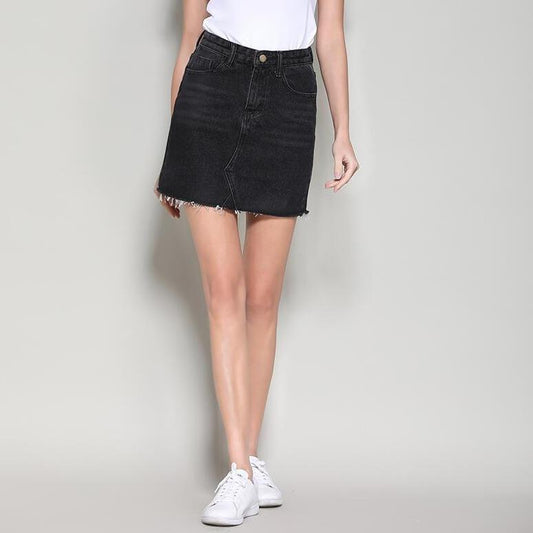 Dam Mini Jeanskjol Riven Denim Trendig Tight Passform 1