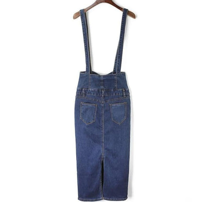 Jeanskjol Dam i Medium Längd – Blå Denim med Knapplåsning och Fickor 3