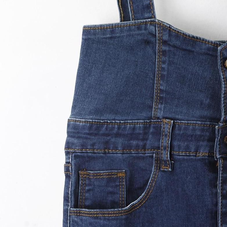 Dam Jeanskjol Midi Längd Blyertspenna Denim med Funktionella Fickor-4