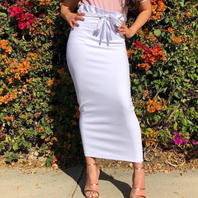 Variant image for Lång Kjol Dam Med Band Enfärgad Mjuk Polyester-1