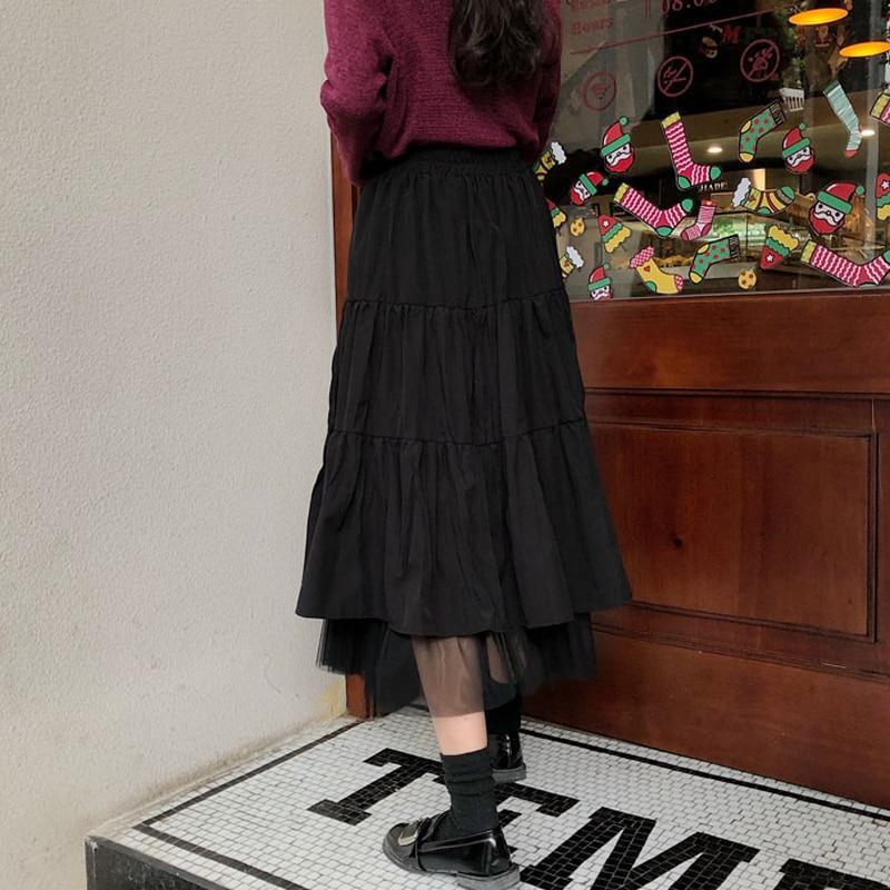 Kjol Dam Midi Bohemisk Elastisk Midja Polyester-4