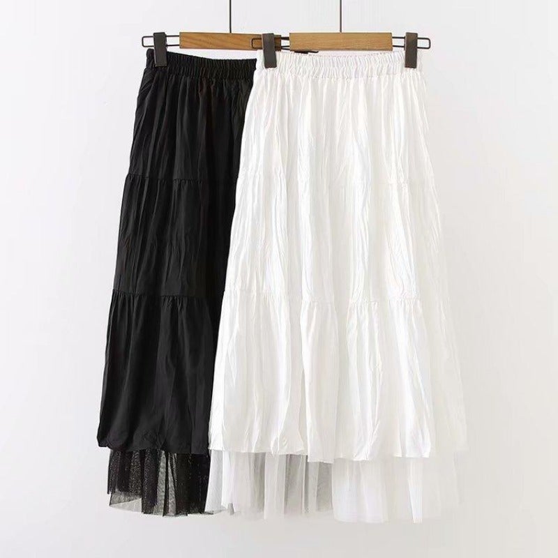 Kjol Dam Midi Bohemisk Elastisk Midja Polyester-3
