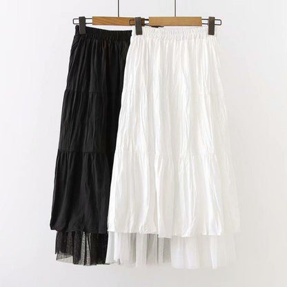 Kjol Dam Midi Bohemisk Elastisk Midja Polyester-3