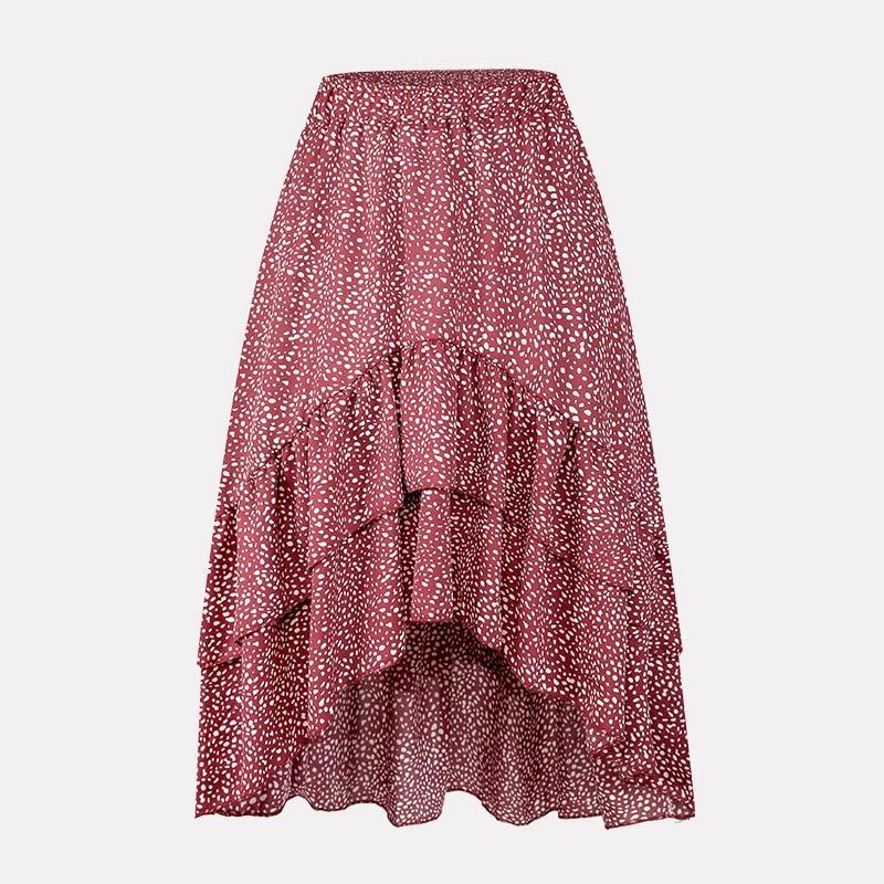 Dam Midirock Asymmetrisk Hem A-linjeformad Polyester-1