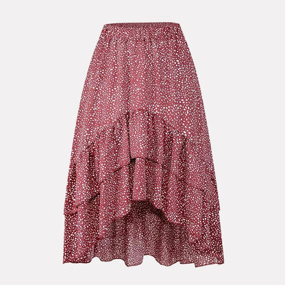 Dam Midirock Asymmetrisk Hem A-linjeformad Polyester-1