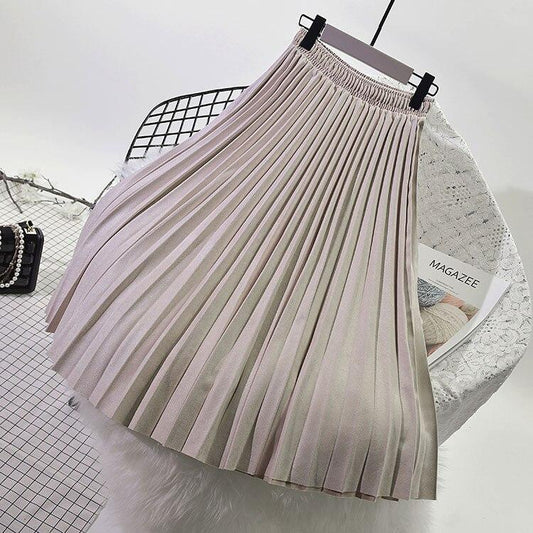 Kvinna Veckad Kjol Medellängd Elastisk Polyester 1