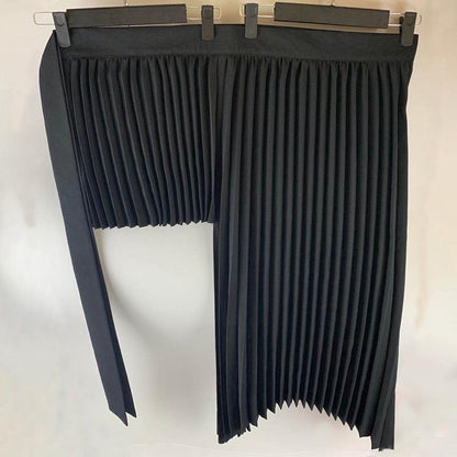 Kvinna Midi Kjol Veckad Tvåskiktsdesign Elastisk Midja 3