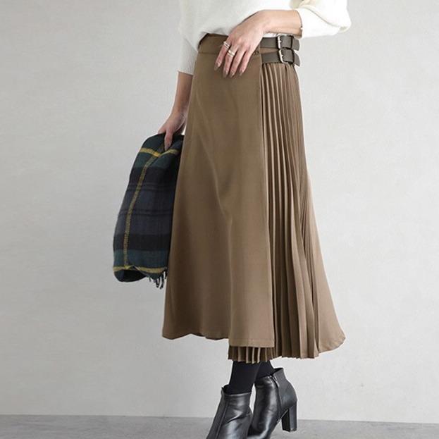 Dam Veckad Kjol Med Smidig Midja Polyester 8