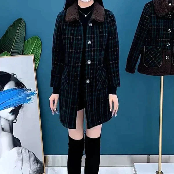 Variant image for Lång Vinterrock Dam i Ull Medellängd Elegant och Varm-13