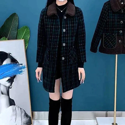 Variant image for Lång Vinterrock Dam i Ull Medellängd Elegant och Varm-13