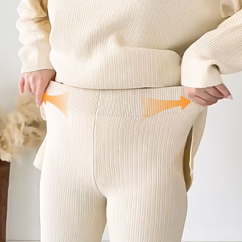 Kvinnors Tvådelar V-ringning Slits Polyester-2