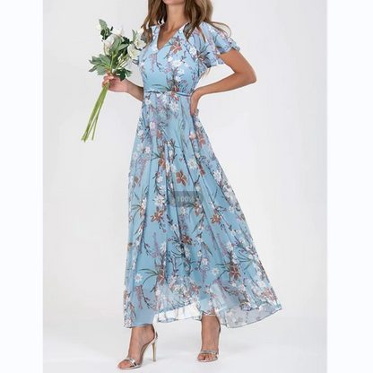 Variant image for Maxiklänning Dam Blommönster Elegant Långt Tyg för Sommarens Fester-13