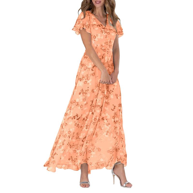 Variant image for Maxiklänning Dam Blommönster Elegant Långt Tyg för Sommarens Fester-31
