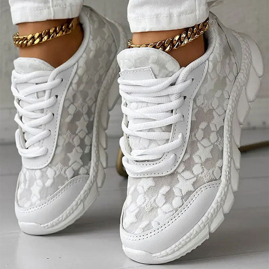 Kvinnors Sneakers Broderat Mesh och EVA-1