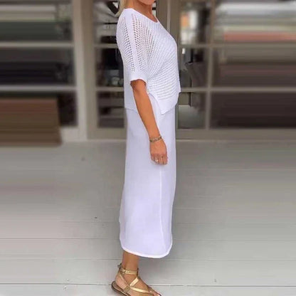 Sommarklänning Dam Tvådelad Virkad Polyester Bohemisk Stil 3