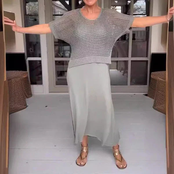 Sommarklänning Dam Tvådelad Virkad Polyester Bohemisk Stil 1