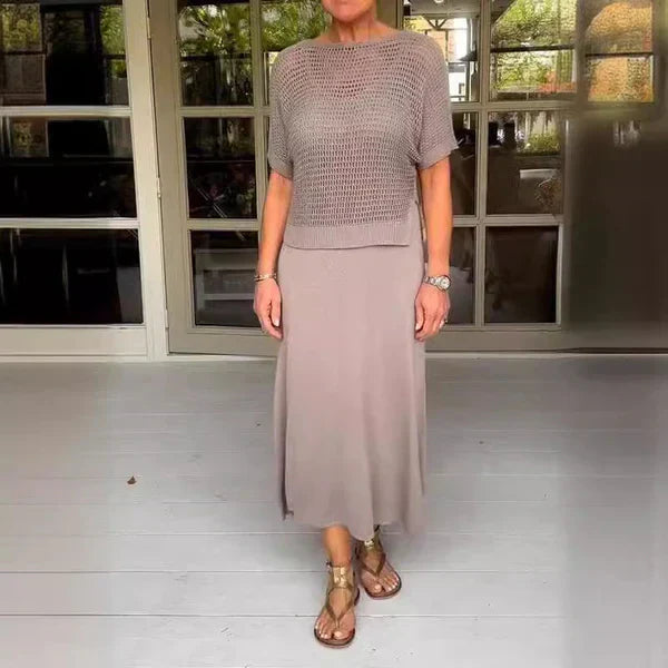 Sommarklänning Dam Tvådelad Virkad Polyester Bohemisk Stil 10