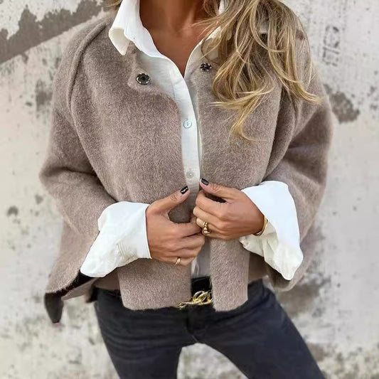 Korta Jacka Dam Elegant Mjuk Polyester med Kashmirutseende-1