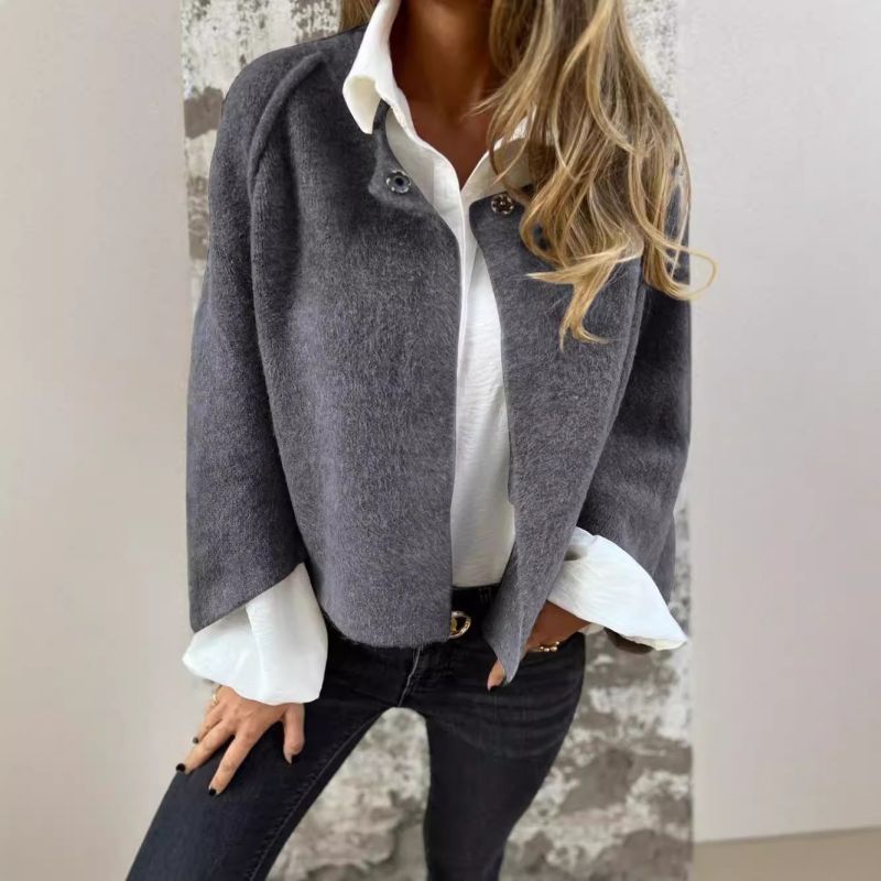 Korta Jacka Dam Elegant Mjuk Polyester med Kashmirutseende-2