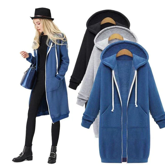 Damjacka Lång Huva Högkvalitativt Material Elegant Jacka för Dam-1