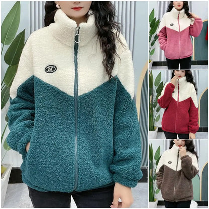 Dam Fleecejacka Modern Design Fleece Med Hög Krage och Dragkedjefickor-2