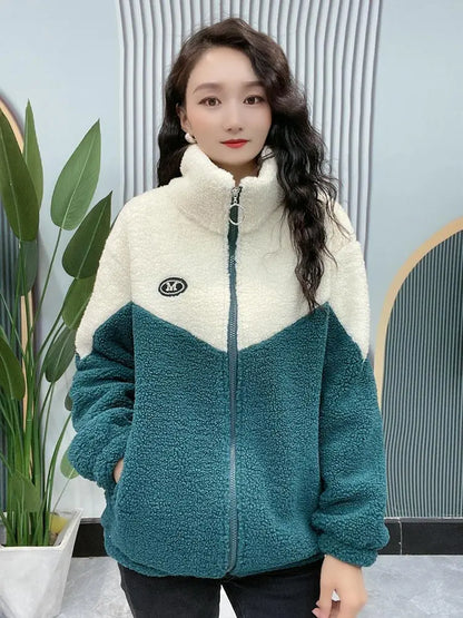 Dam Fleecejacka Modern Design Fleece Med Hög Krage och Dragkedjefickor-6