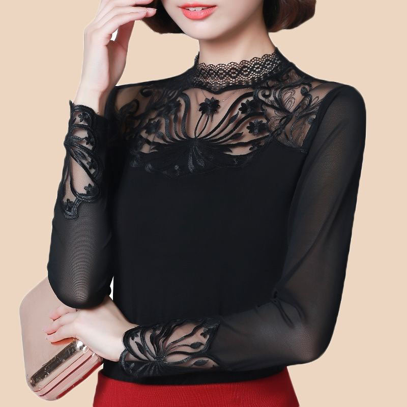 Dam Blus Turtleneck Patchwork Polyester Stretch-3