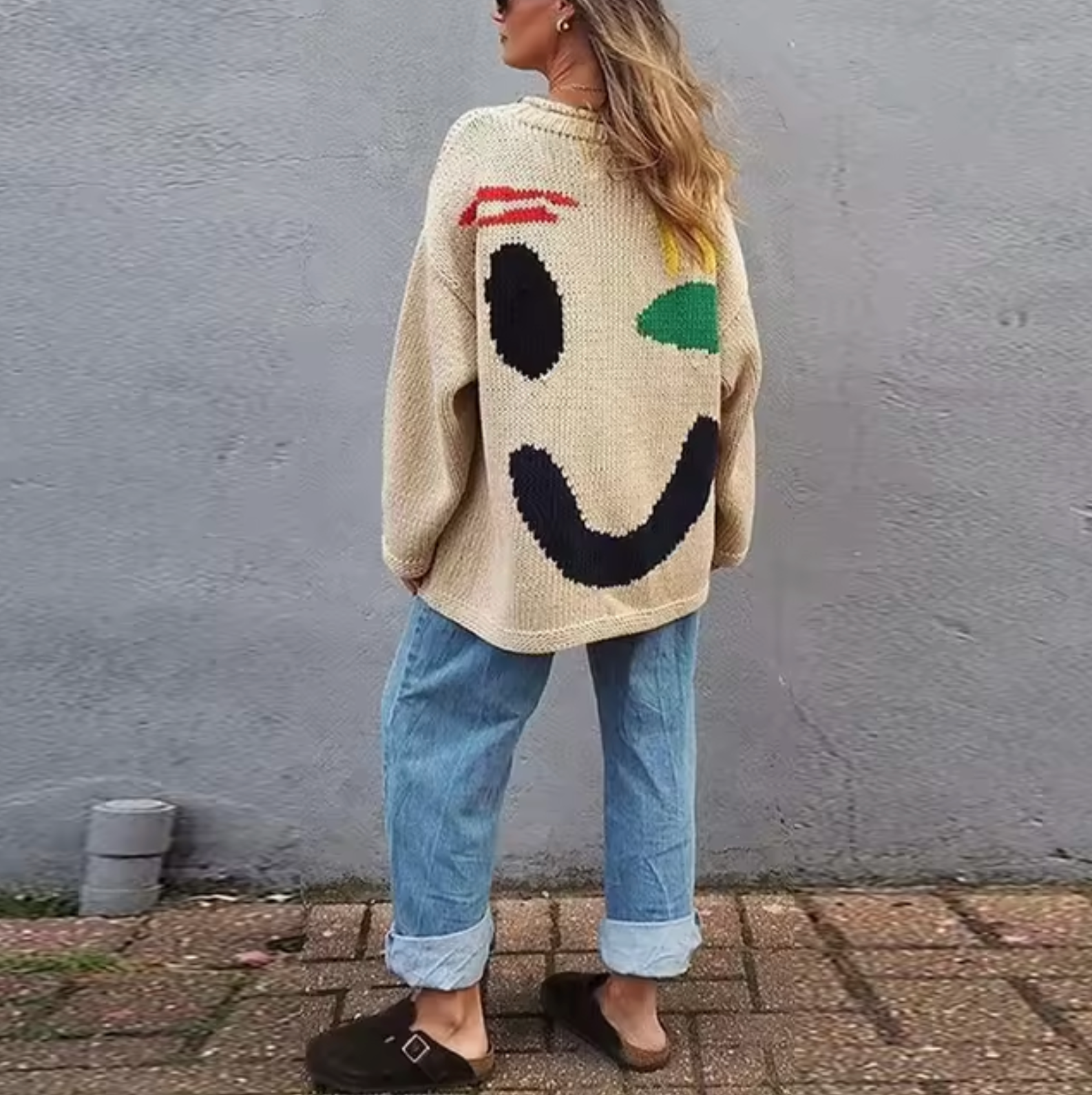 Kvinnors Överdimensionerad Tröja Boho Stil i Bomull-3