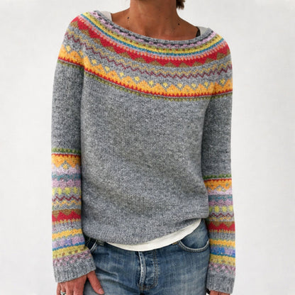 Stickad Dam Tröja Retro Långärmad Mjuk Bomull