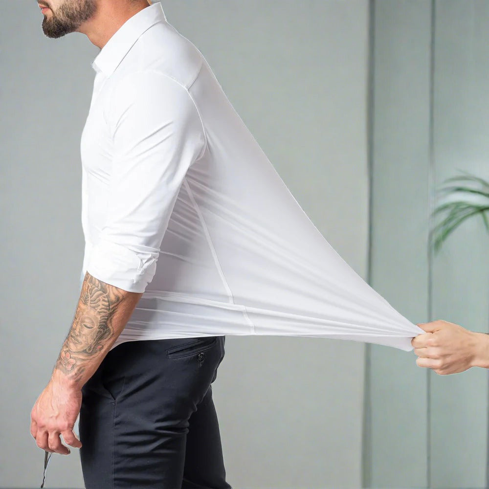 Dam Skjorta Rynkefri Elastisk Stretchtyg-4