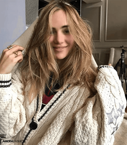 Dam Tröja Stjärnmönster Mjuk Fleece Avslappnad Passform-3