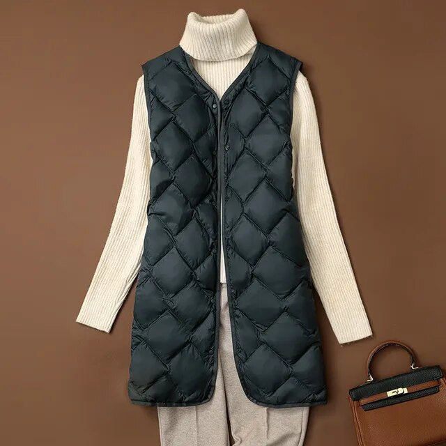 Dunväst Dam Lätt Nylon Puffer-1