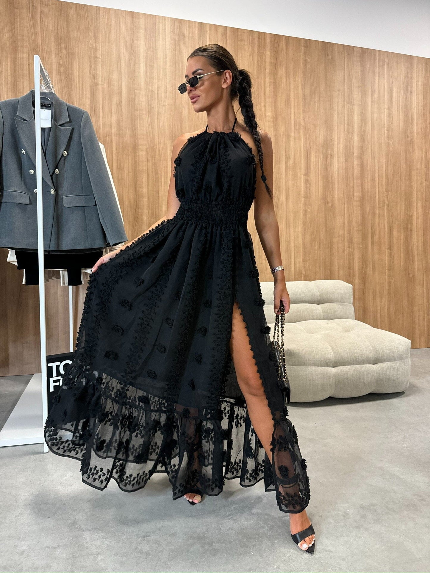 Maxiklänning Dam Flödande Design Mjukt Tyg Elegant Maxi-Längd-5