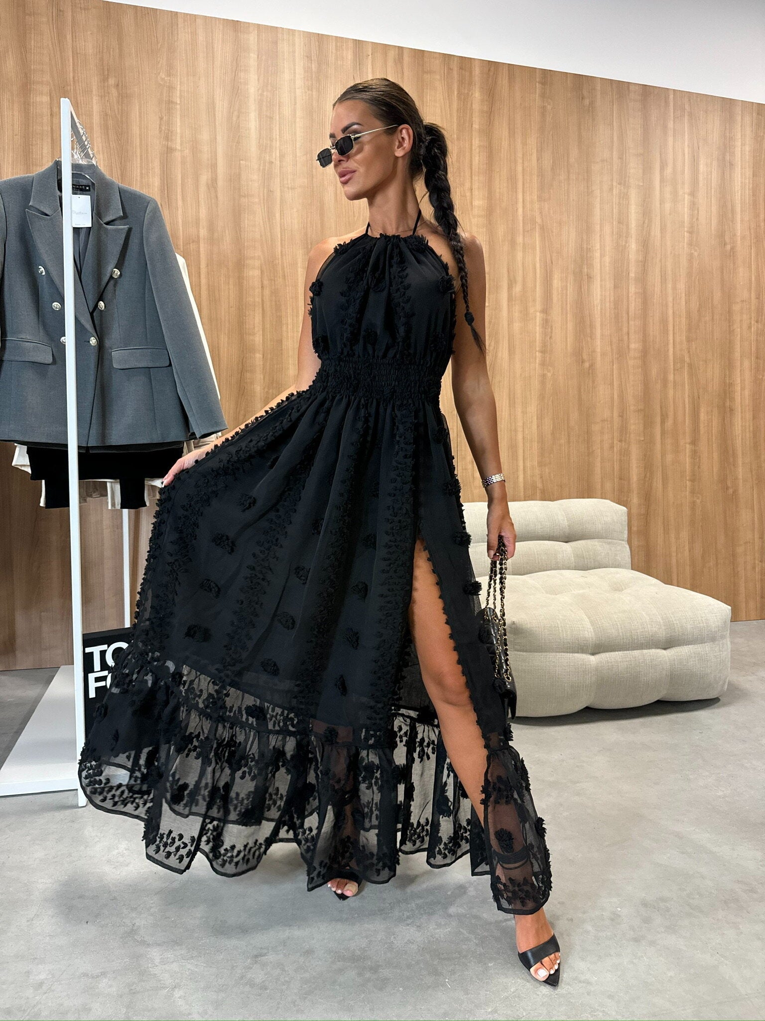 Maxiklänning Dam Flödande Design Mjukt Tyg Elegant Maxi-Längd-5